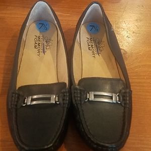 Life stride black and silver.  Loafers